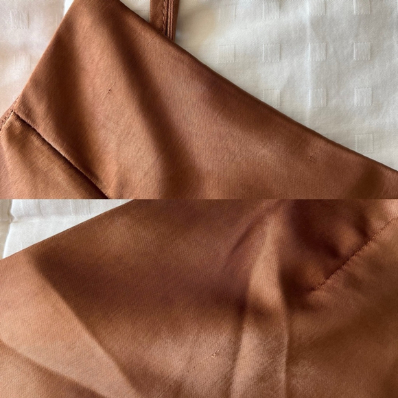 SOLD NWT Oak + Fort Satin Midi Slip Dress M Toffee Brown - Picture 12 of 13